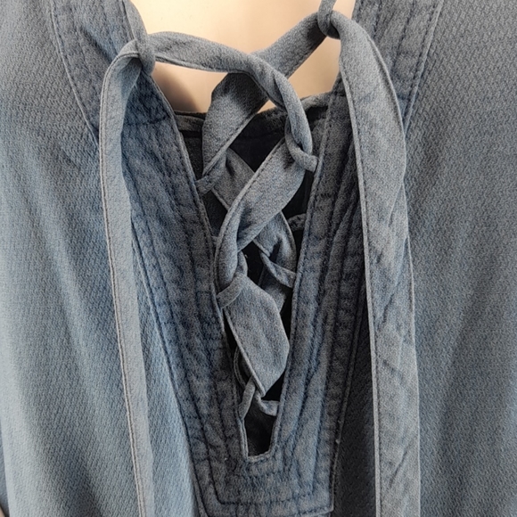 Splendid Indigo Lace-Up Sleeveless Midi Dress - Picture 9 of 11